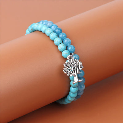 Olivenorma Tree of Life Gemstone Double Layer Bracelet