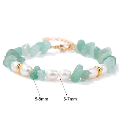 Olivenorma Irregular Gem Gravel Pearl Beaded Bracelet