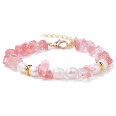 Olivenorma Irregular Gem Gravel Pearl Beaded Bracelet