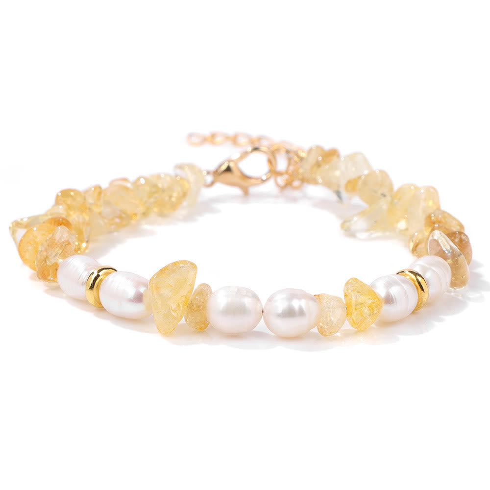 Olivenorma Irregular Gem Gravel Pearl Beaded Bracelet