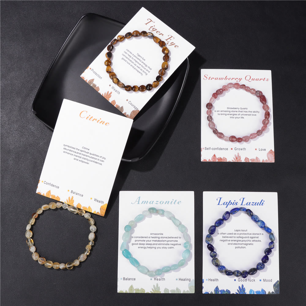 Olivenorma Irregular Gemstone Adjustable Healing Bracelet