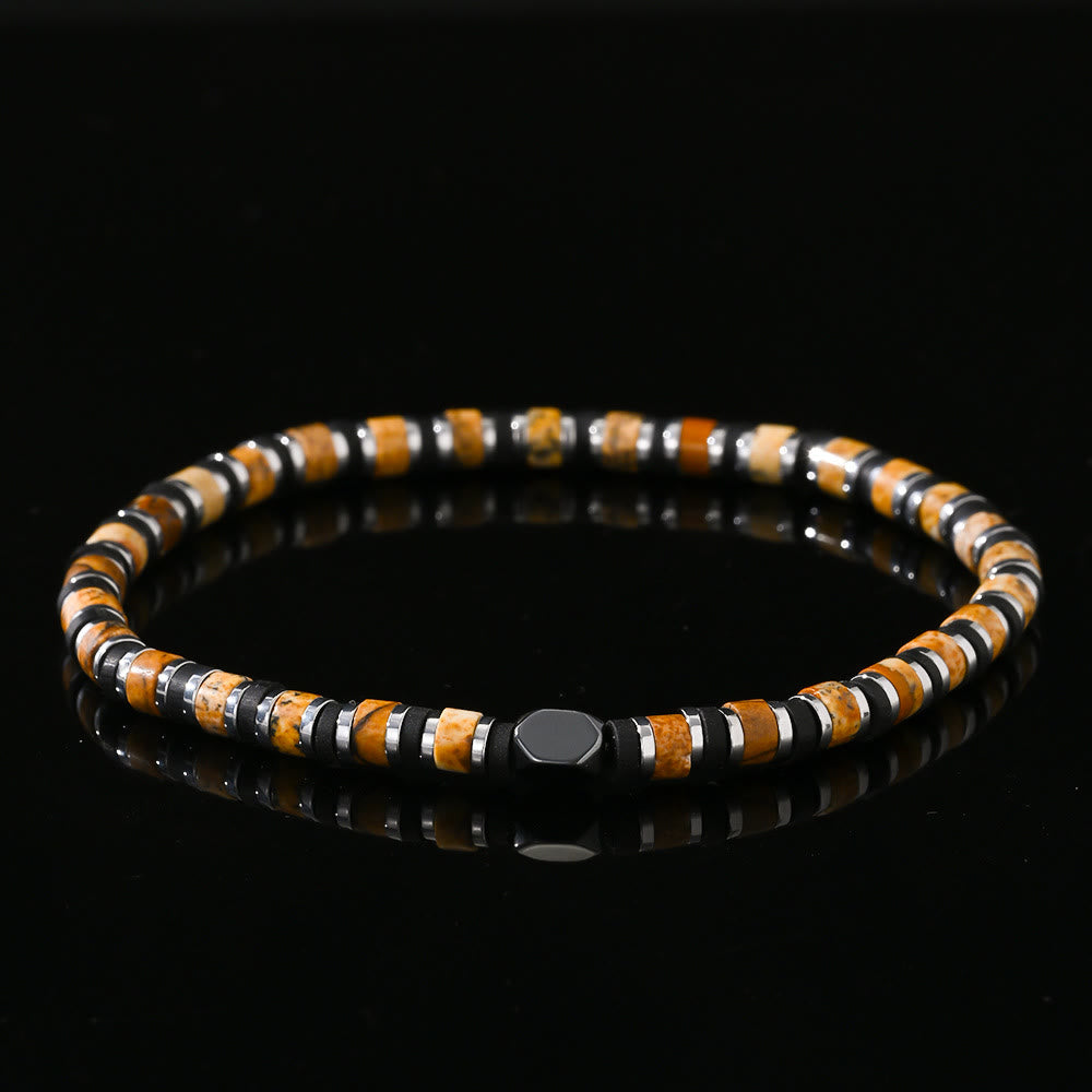 Olivenorma Column Shaped Natural Bronzite Beaded Bracelet