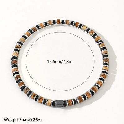 Olivenorma Column Shaped Natural Bronzite Beaded Bracelet