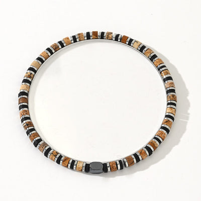 Olivenorma Column Shaped Natural Bronzite Beaded Bracelet