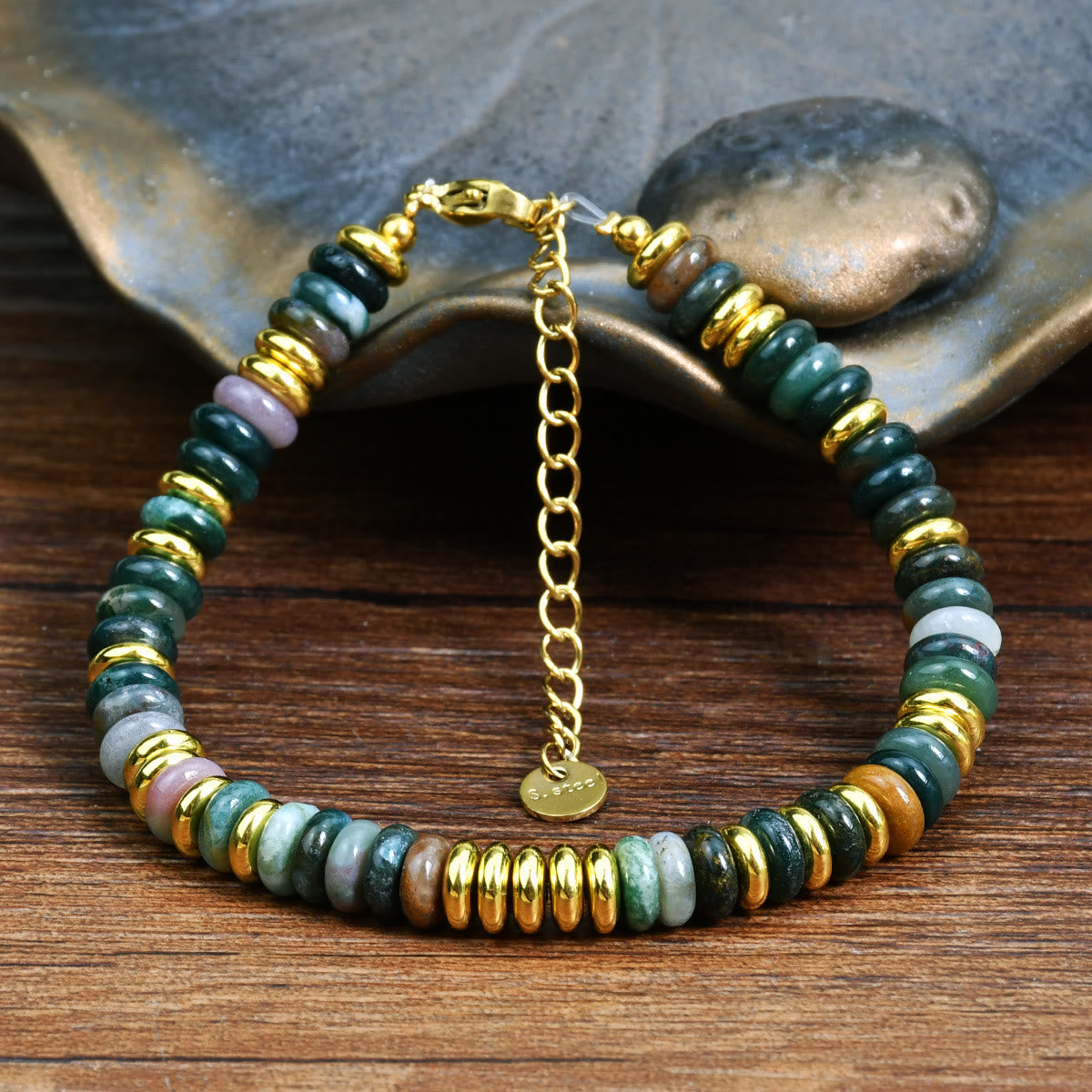 Olivenorma Boho Colorful Natural Agate Beaded Bracelet