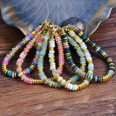 Olivenorma Boho Colorful Natural Agate Beaded Bracelet