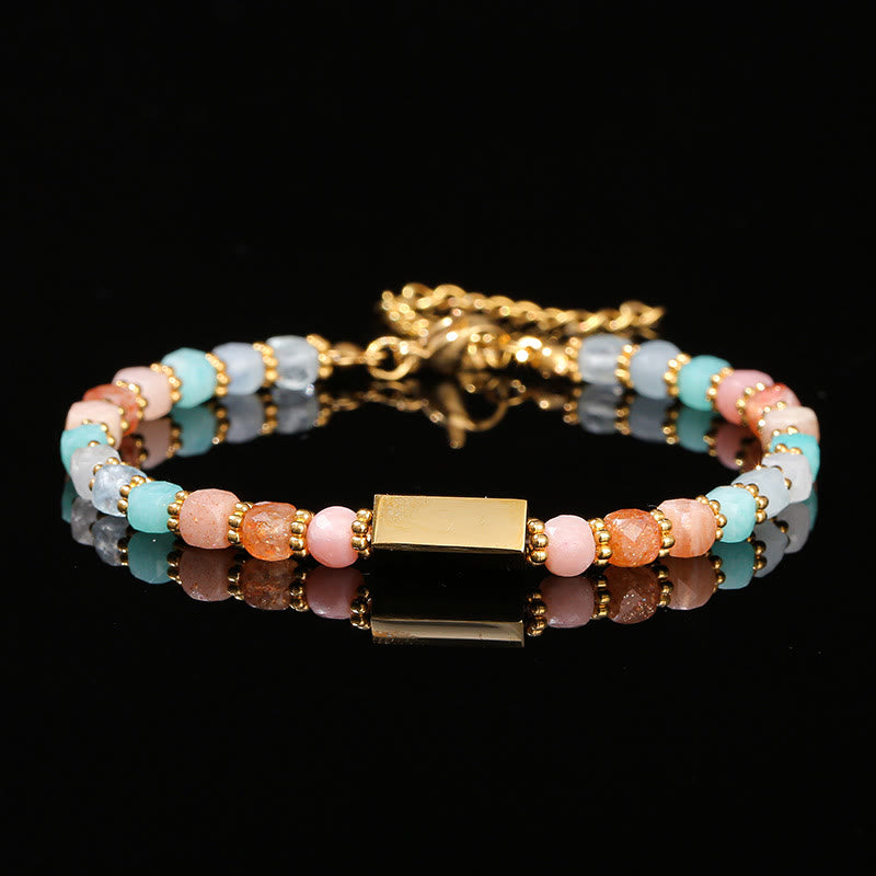 Olivenorma Cube Cut Natural Gemstone Beaded Bracelet