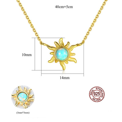 Olivenorma Opal Sun Shaped 925 Sterling Silver Necklace