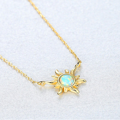 Olivenorma Opal Sun Shaped 925 Sterling Silver Necklace