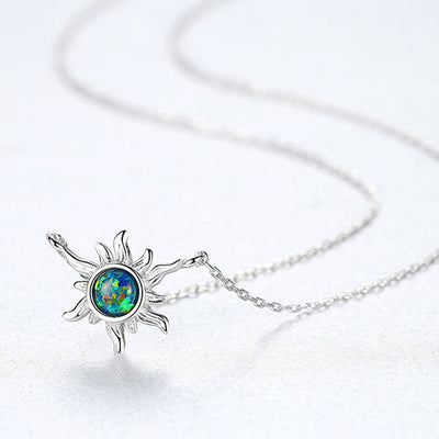 Olivenorma Opal Sun Shaped 925 Sterling Silver Necklace