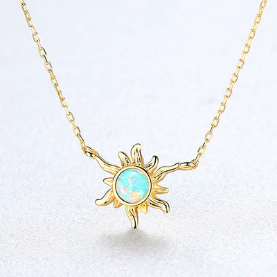 Olivenorma Opal Sun Shaped 925 Sterling Silver Necklace