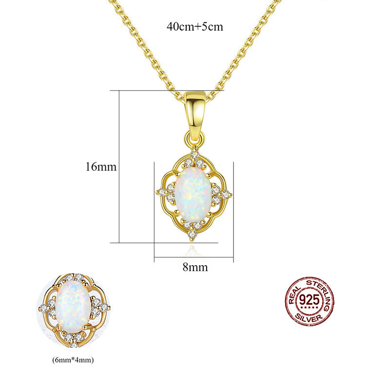 Olivenorma Opal Charm 925 Sterling Silver Necklace