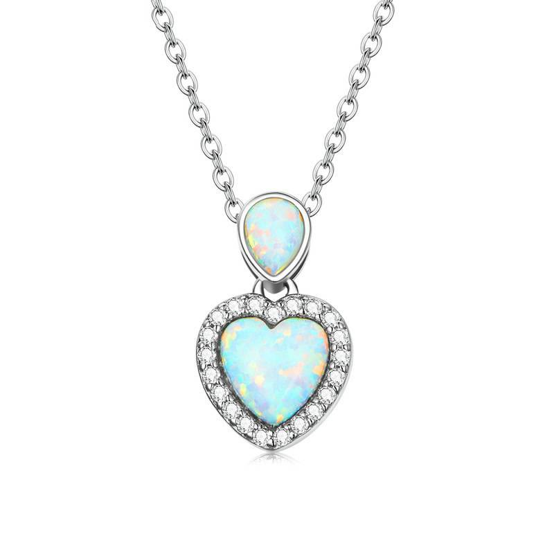 Olivenorma Heart Shaped Charm Necklace Bracelet Jewelry Set