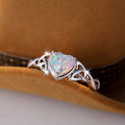 Olivenorma "Eternity Unlimited" Opal Heart Engagement Wedding Ring