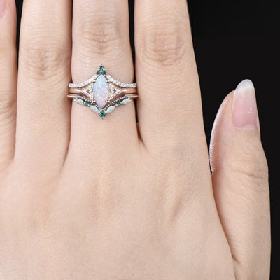 Olivenorma Eternal Glow Opal Promise Ring Set