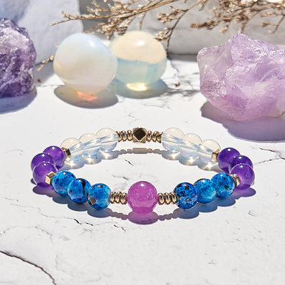 Olivenorma Amethyst Clear Crystal Blue Beaded Bracelet