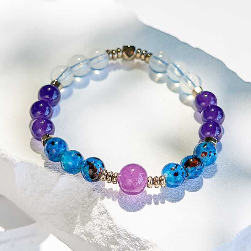 Olivenorma Amethyst Clear Crystal Blue Beaded Bracelet