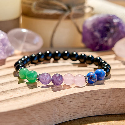 Olivenorma Obsidian Lapis Lazuli Rose Quartz Beaded Bracelet