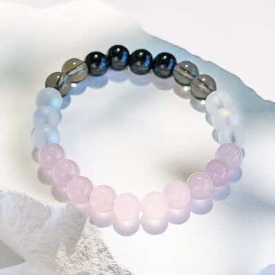 Olivenorma Moonstone Obsidian Rose Quartz Beaded Bracelet