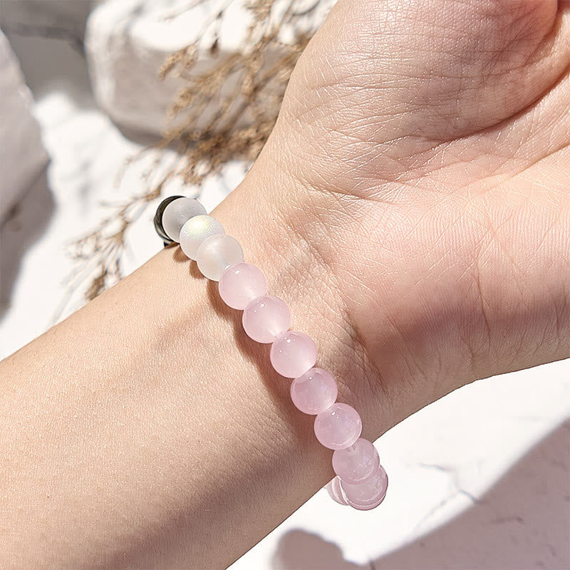 Olivenorma Moonstone Obsidian Rose Quartz Beaded Bracelet