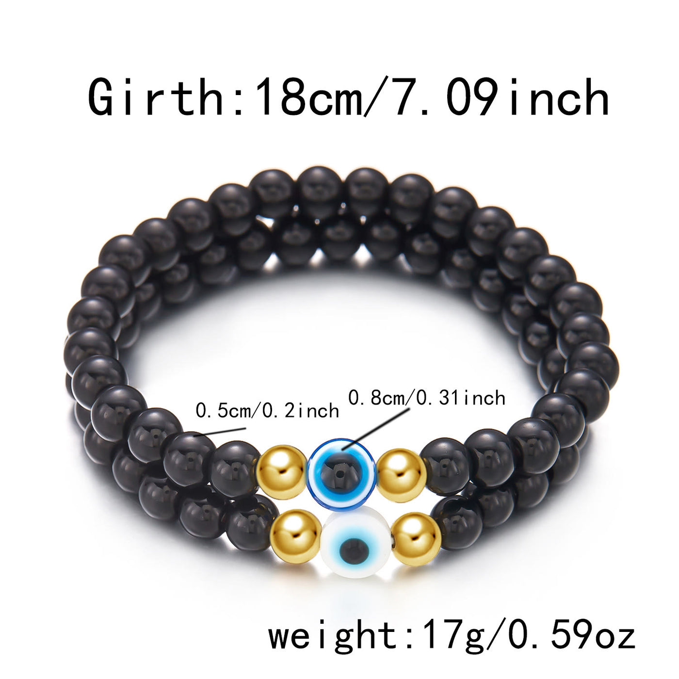 Olivenorma Natural Black Onyx Evil Eye Beaded Bracelet