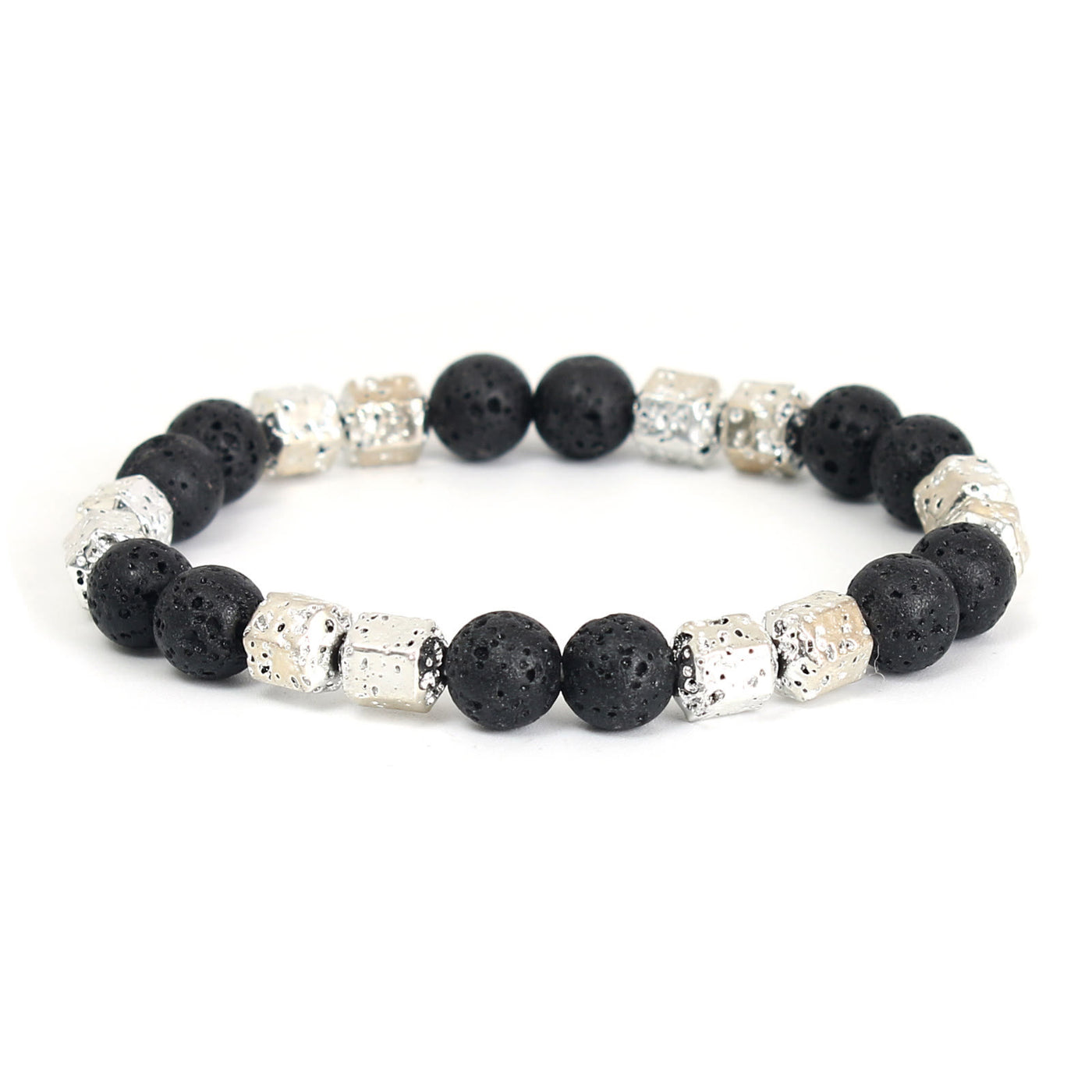 Olivenorma Electroplated Hematite Lava Stone Black Onyx Beaded Bracelet