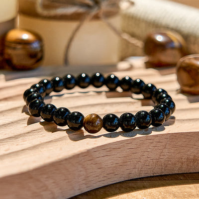 Olivenorma Natural Obsidian Tiger Eye Beaded Bracelet