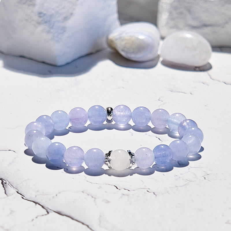 Olivenorma Natural Blue Chalcedony Beaded Bracelet