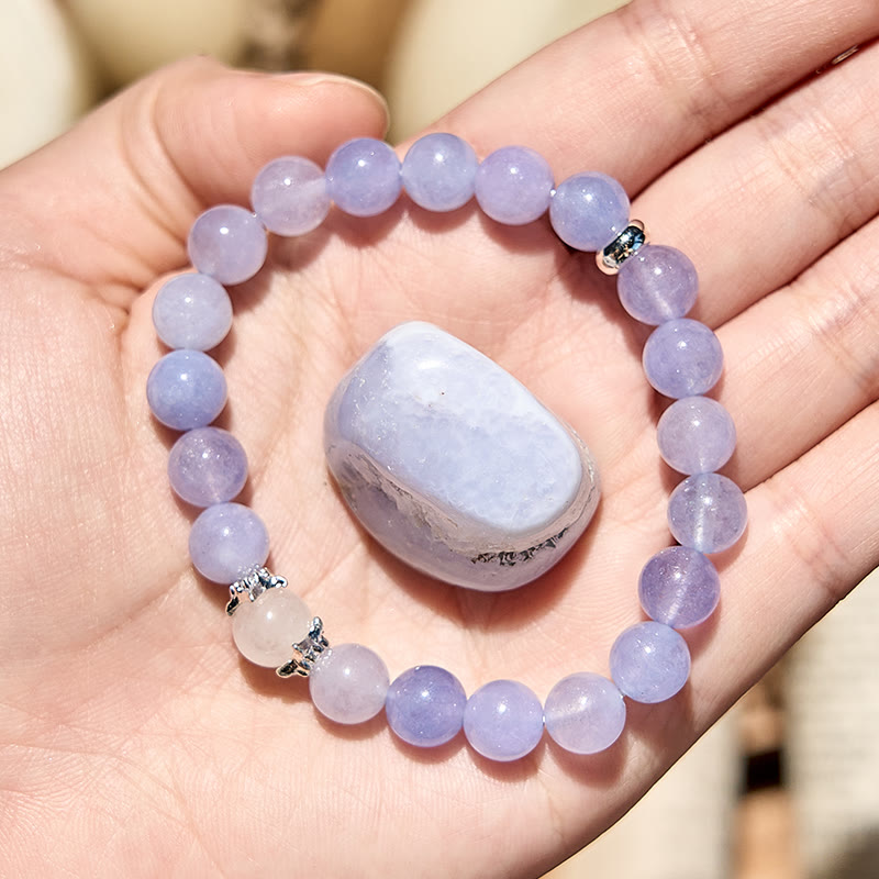 Olivenorma Natural Blue Chalcedony Beaded Bracelet