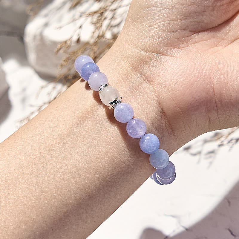 Olivenorma Natural Blue Chalcedony Beaded Bracelet