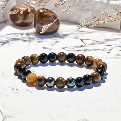 Olivenorma 8mm Tiger Eye Obsidian Beaded Bracelet