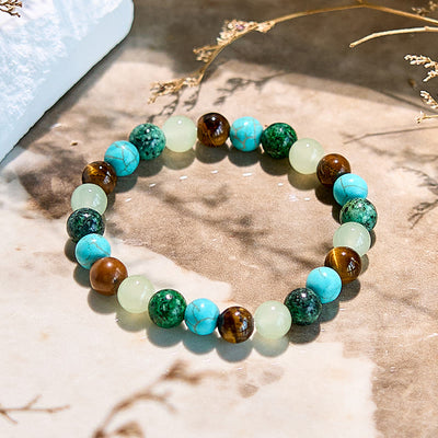 Olivenorma Tiger Eye African Turquoise Peridot Beaded Bracelet