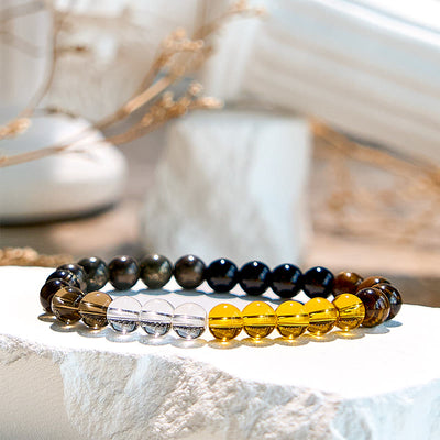 Olivenorma Tiger Eye Citrine Smoky Quartz Beaded Bracelet