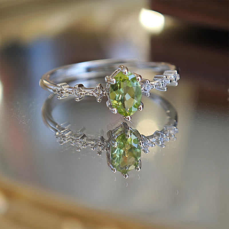 Olivenorma Natural Peridot Sterling Silver Necklace Ring