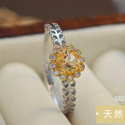 Olivenorma Natural Citrine Sunflower Ring