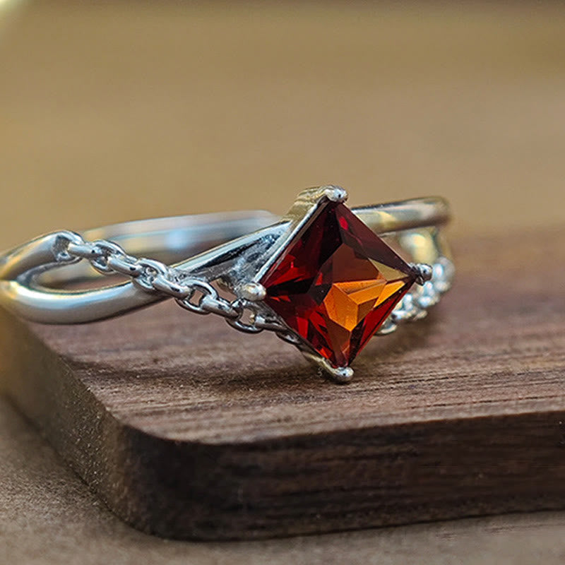 Olivenorma Diamond Cut Natural Garnet Ring