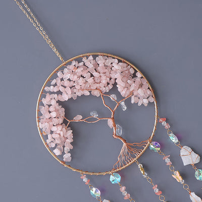 Olivenorma Rose Quartz Tree Of Life Wind Chime