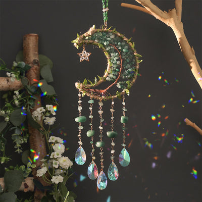 Olivenorma Natural Stone Moon Shape Mori Contact Wind Chime