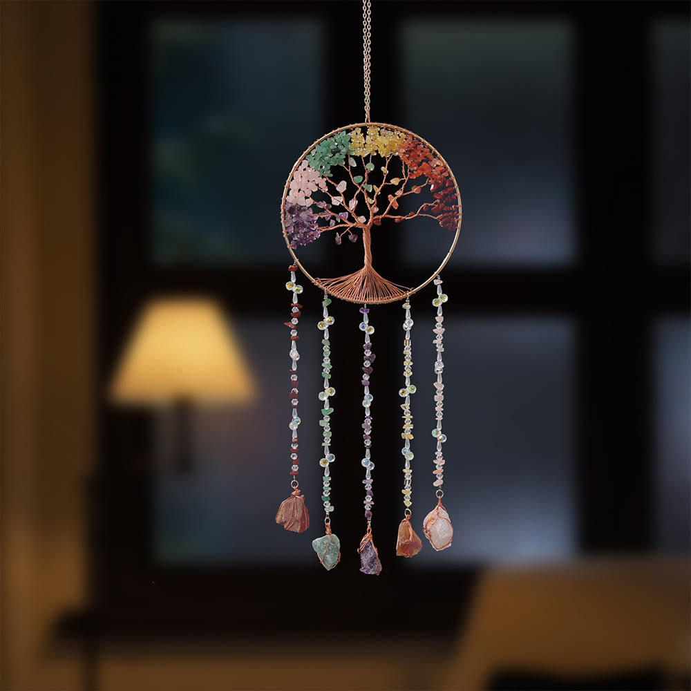 Olivenorma Natural Stone Chakra Tree Of Life Wind Chime