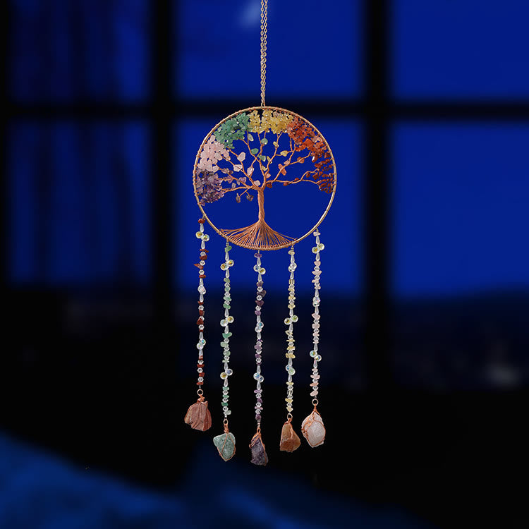 Olivenorma Natural Stone Chakra Tree Of Life Wind Chime