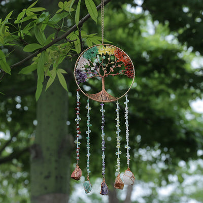 Olivenorma Natural Stone Chakra Tree Of Life Wind Chime