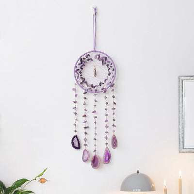 Olivenorma Natural Amethyst Purple Agate Pendant Wind Chime