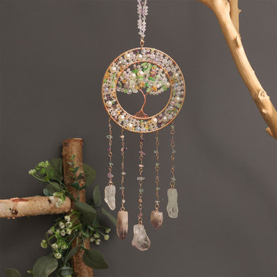 Olivenorma Freshwater Pearl Peridot Tree of Life Wind Chime