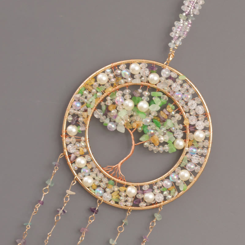 Olivenorma Freshwater Pearl Peridot Tree of Life Wind Chime