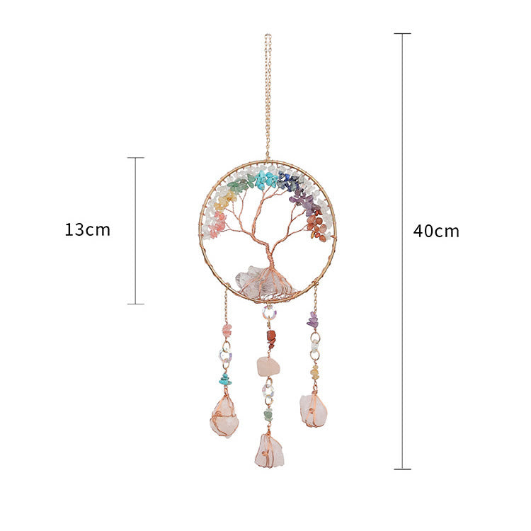 Olivenorma Clear Crystal Chakra Tree of Life Wind Chime