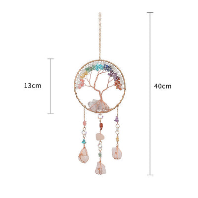 Olivenorma Clear Crystal Chakra Tree of Life Wind Chime