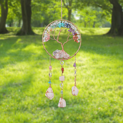 Olivenorma Clear Crystal Chakra Tree of Life Wind Chime