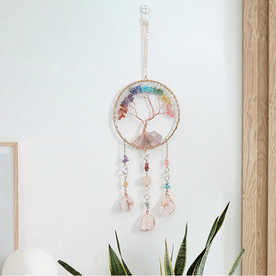 Olivenorma Clear Crystal Chakra Tree of Life Wind Chime