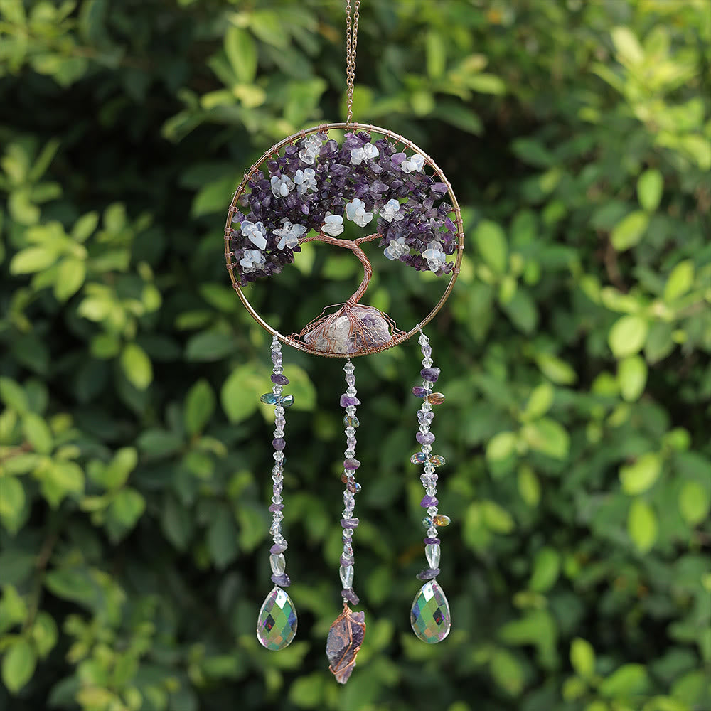 Olivenorma Amethyst Opalite Tree of Life Wind Chime