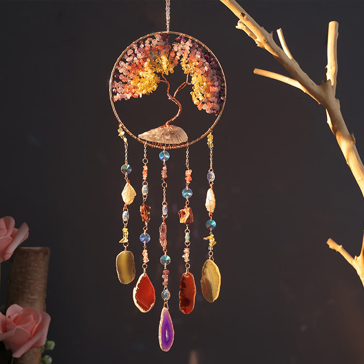 Olivenorma Citrine Fluorite Tree of Life Wind Chime